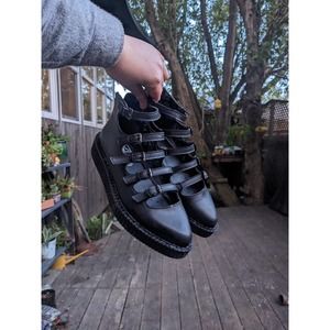 T.U.K. Black Multi-strap Pointed Gothic Mary Jane Creeper s8